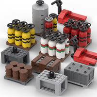 MOC Fuel Gas Tank Wine Barrels Forklift For LEGO Building Blocks Set