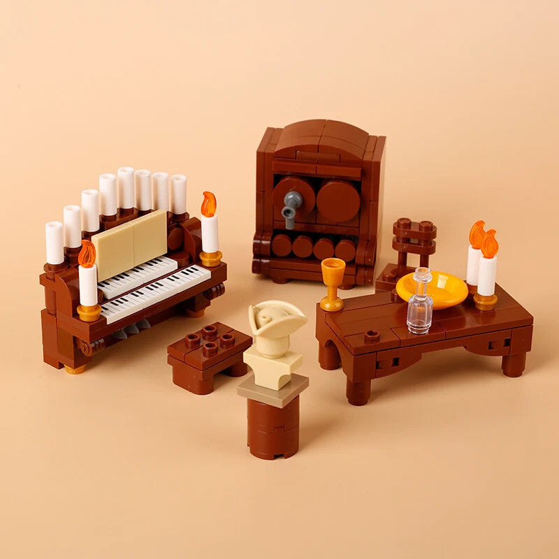 MOC Notice Board Bonfire Stove Medieval Town Street For LEGO Building Blocks Set
