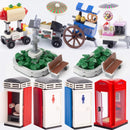 MOC City Food Stall Call Box Street Trolley for Lego Sets Building Blocks Set