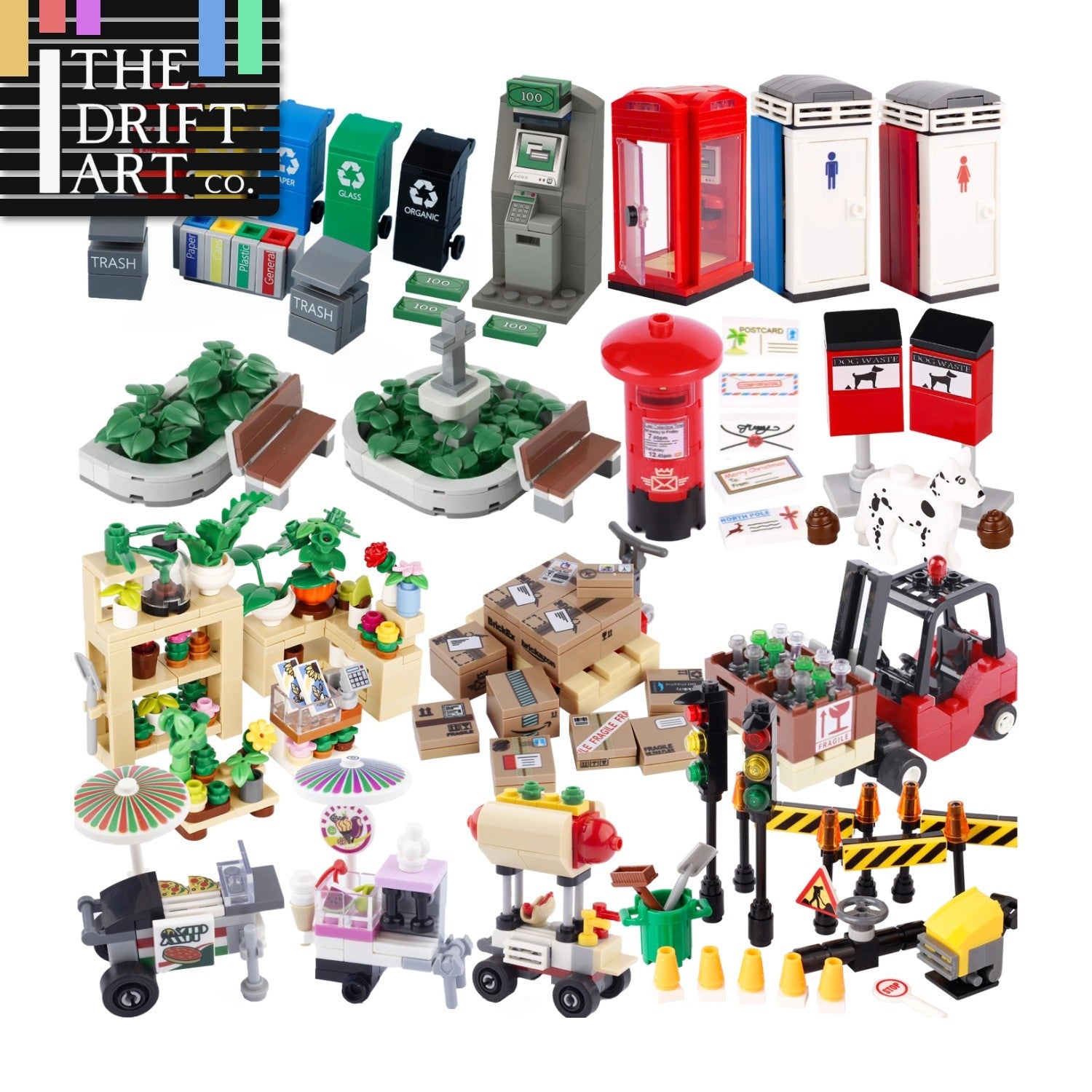 MOC City Food Stall Call Box Street Trolley for Lego Sets Building Blocks Set