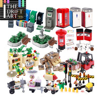 MOC City Food Stall Call Box Street Trolley for Lego Sets Building Blocks Set