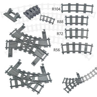 Train Rail Curve Fork Tracks R56 R72 R88  for Lego Kit Train Building Blocks Set
