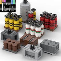 MOC Fuel Gas Tank Wine Barrels Forklift For LEGO Building Blocks Set