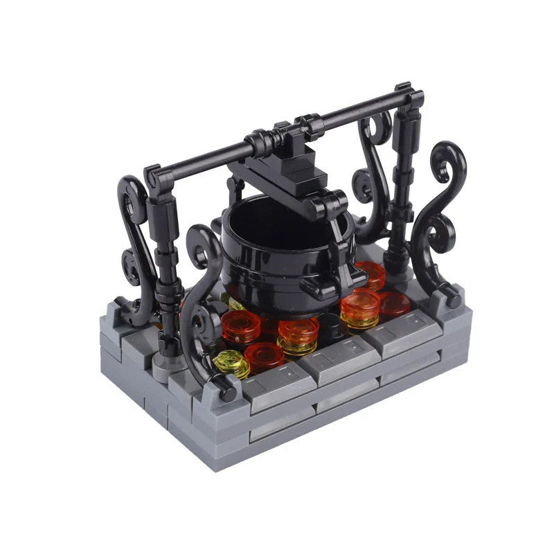 MOC Notice Board Bonfire Stove Medieval Town Street For LEGO Building Blocks Set