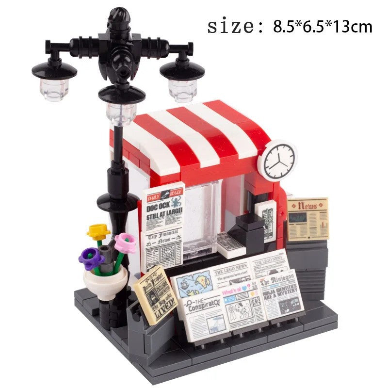 MOC City Food Stall Call Box Street Trolley for Lego Sets Building Blocks Set