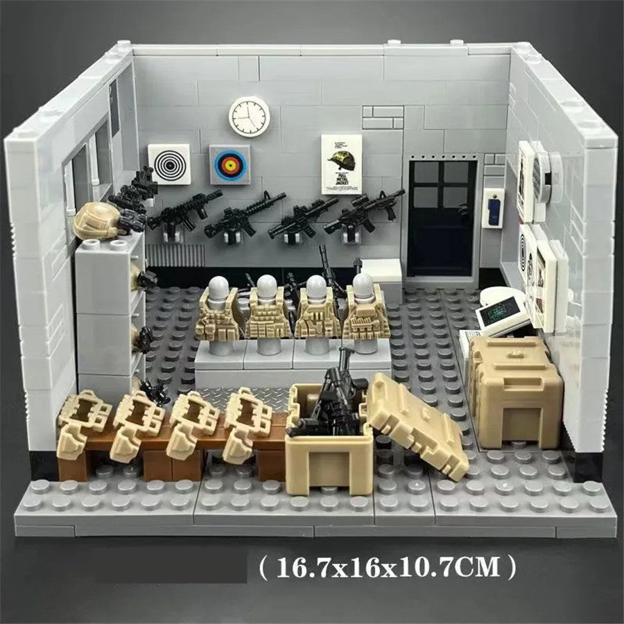294pcs WW2 Military Weapon Warehouse Training Model Base Building Blocks Toy DIY