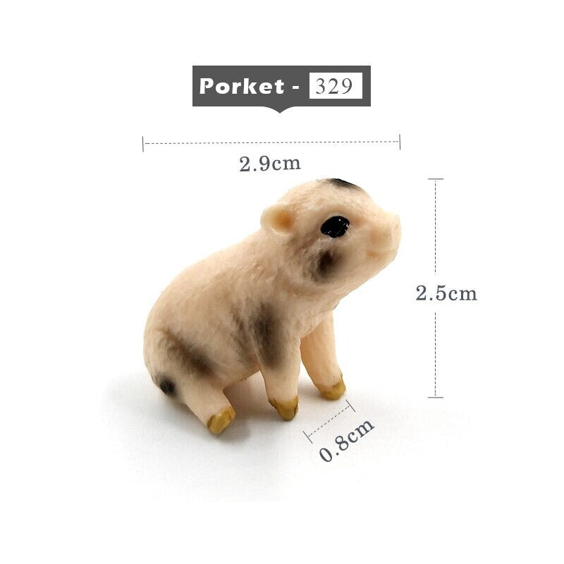 1pc Simulation Mini Fox Pig Porket Farm Animal Miniature Art Toy Figure Doll