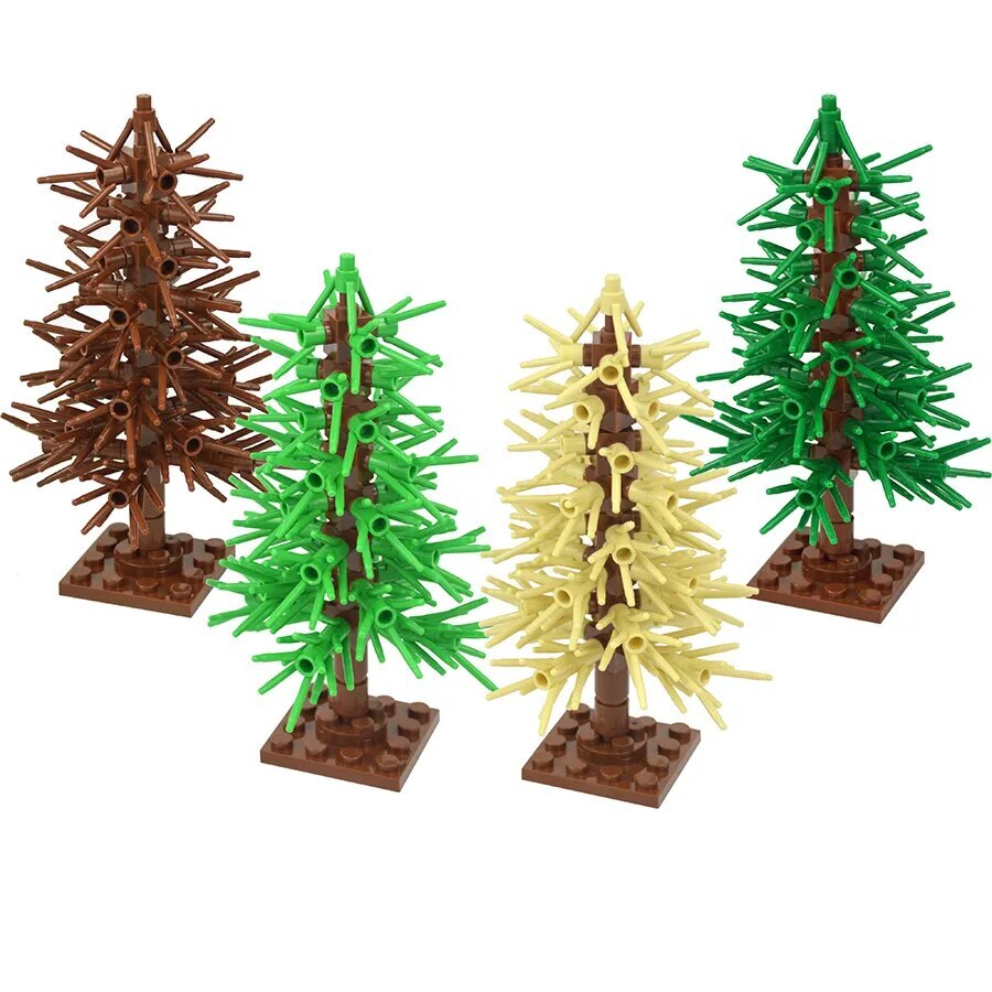 Pine Tree Branch Bush Green Grass Parts for Lego Sets Building Blocks Sets DIY