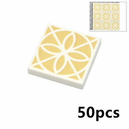 50pcs MOC House 2x2 Floor Ceramic Printed Tile Building Blocks Bricks Toy DIY