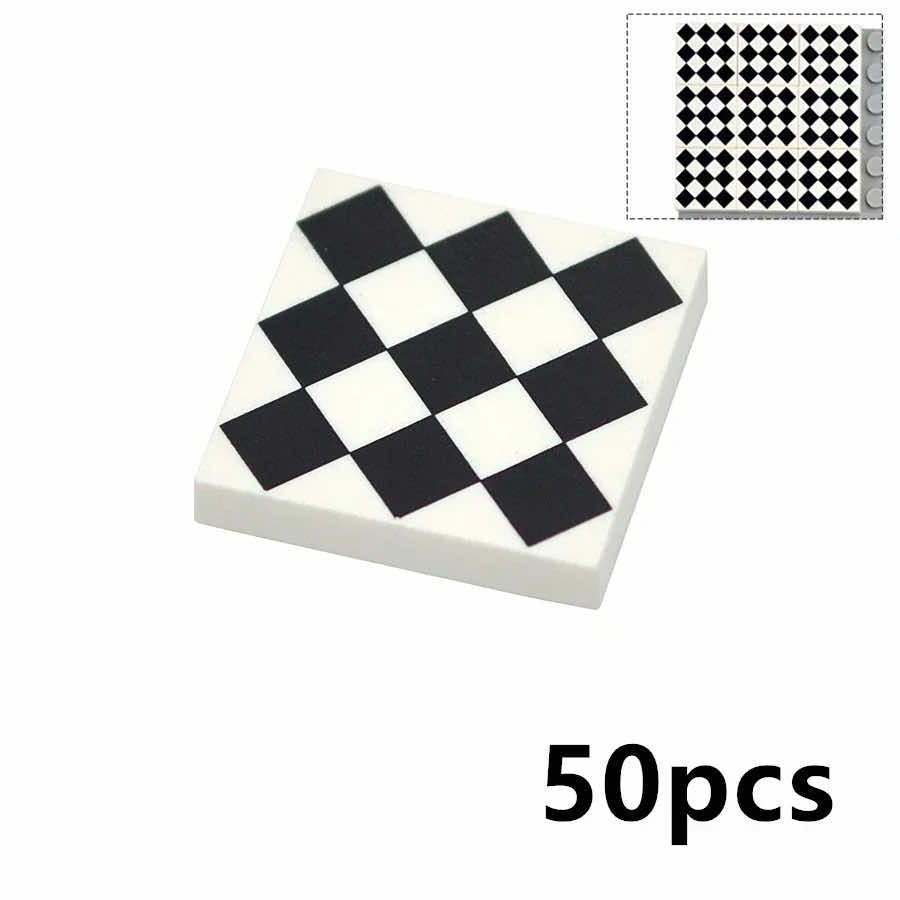 50pcs MOC House 2x2 Floor Ceramic Printed Tile Building Blocks Bricks Toy DIY