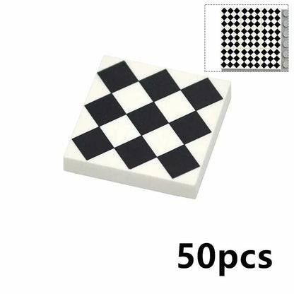 50pcs MOC House 2x2 Floor Ceramic Printed Tile Building Blocks Bricks Toy DIY