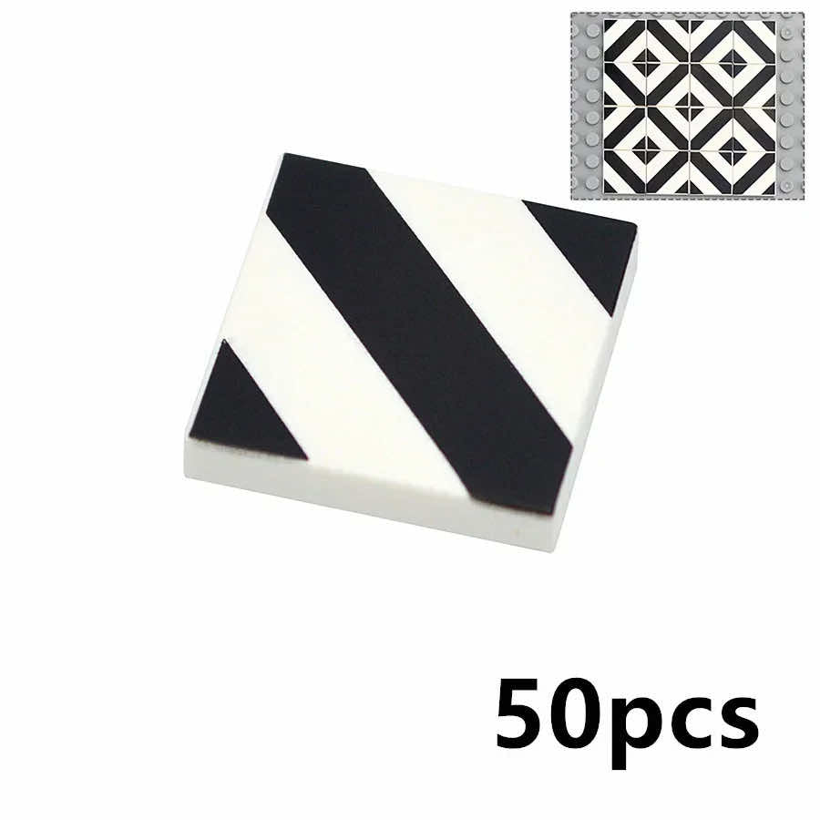 50pcs MOC House 2x2 Floor Ceramic Printed Tile Building Blocks Bricks Toy DIY