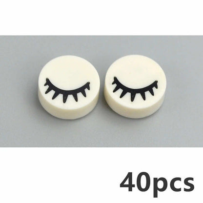 40pcs 98138 Part 1x1 Tile Round Eyelash Pupile For Lego Building Blocks Sets DIY