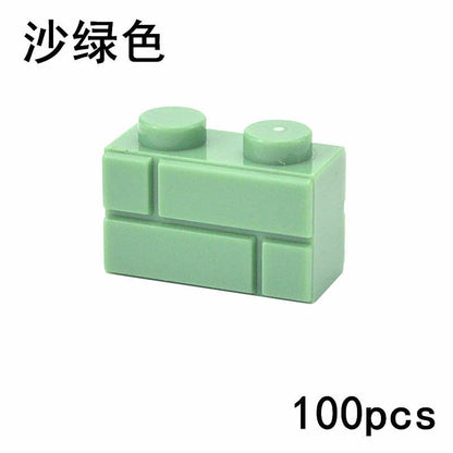 100pcs MOC Parts for Lego Kits 1x2 Dot 98283 Wall bricks Building Blocks Set DIY