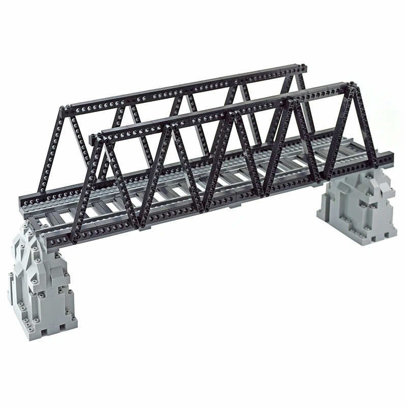 Bridge Tracks w/ Rock for LEGO Kit Train Building Blocks Sets DIY