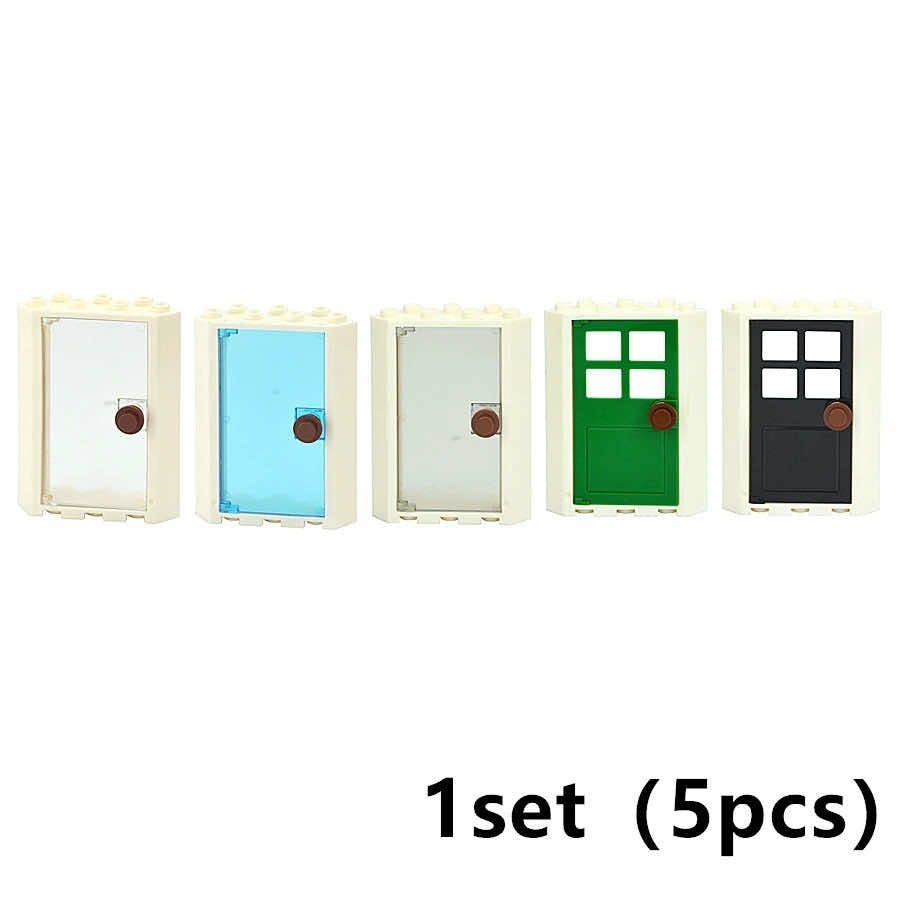 House City Windows 4x4x6 Doors 28327 Door Parts for Lego Building Block Sets DIY