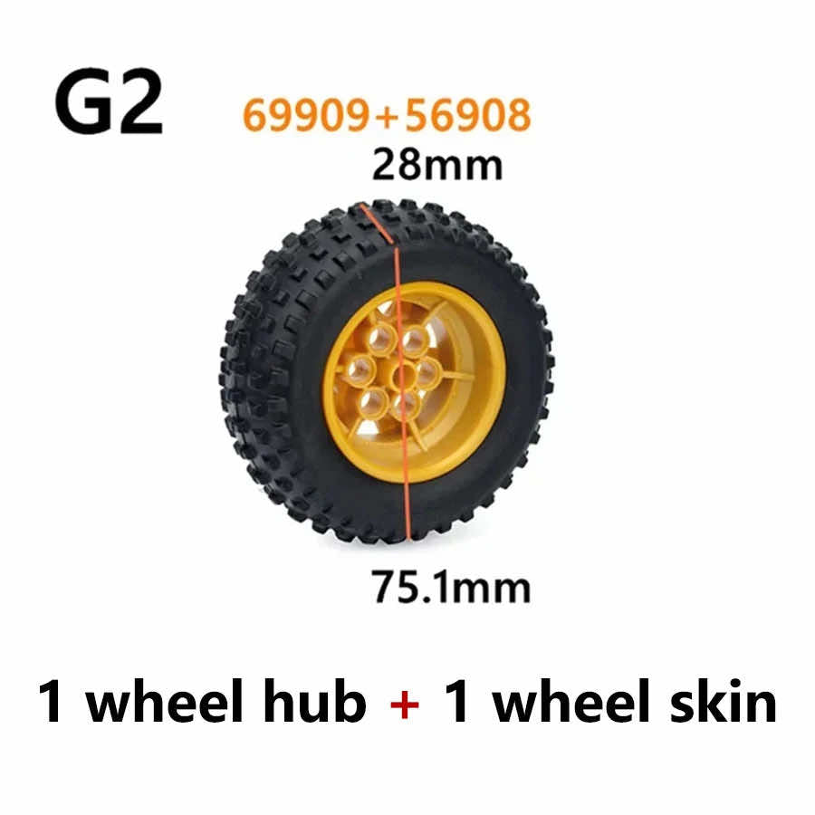 Technic Parts for Lego Kits Tire Wheel Hub RC Car Building Blocks Model Sets DIY