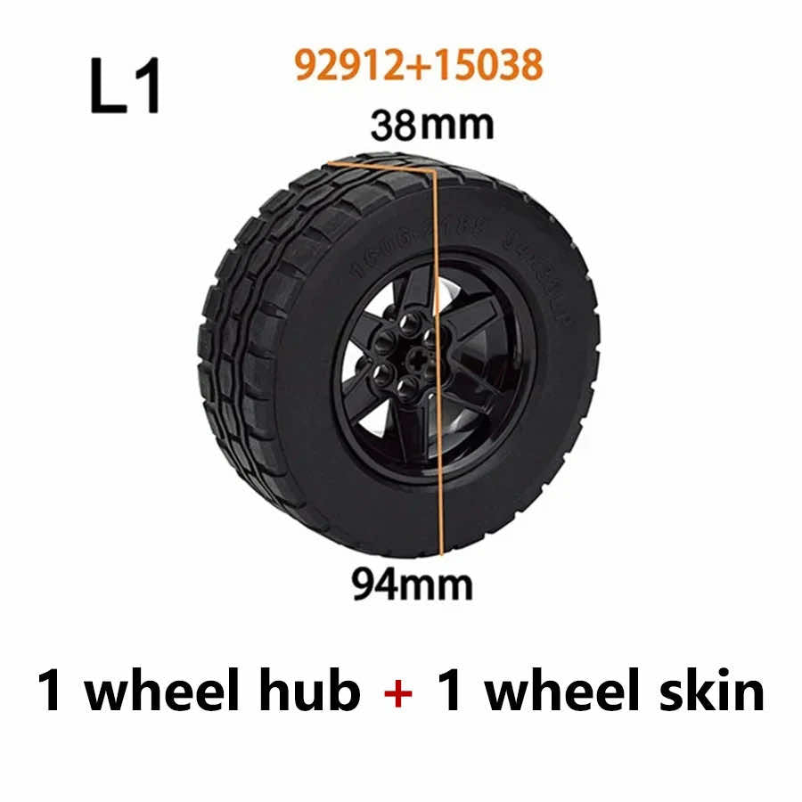 Technic Parts for Lego Kits Tire Wheel Hub RC Car Building Blocks Model Sets DIY