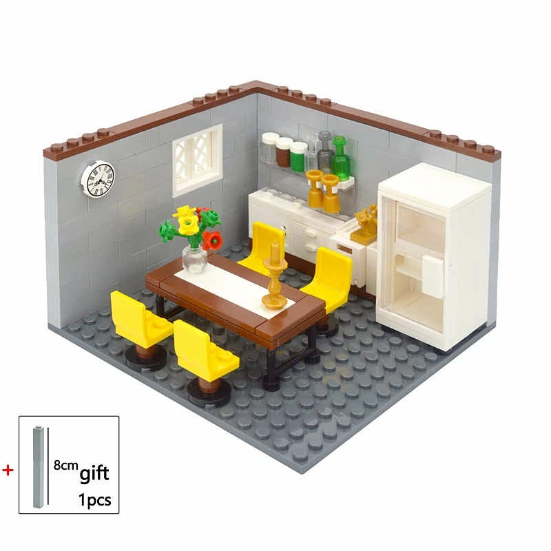 City House Bedroom Living Room Bathroom Parts for Lego Building Block Brick Sets