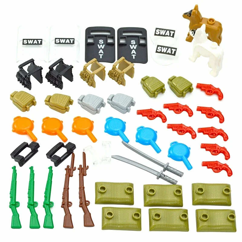 Military Weapon Gun Rifle Pistol Mortar SUV Motorcycle Building Blocks Toy DIY