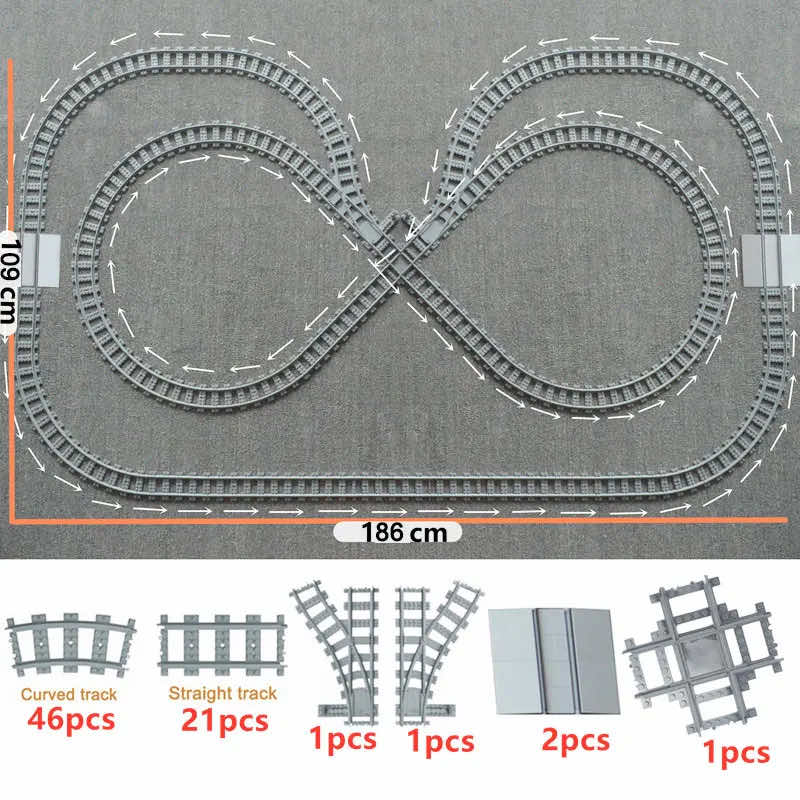 City Rail Flexible Tracks for Lego Kit Train Building Blocks Sets DIY - 20 Sets! | The Drift Art Co. 13