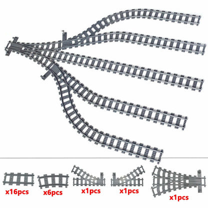 Track Crossing Switch Forked Rail for Lego Kit Train Building Blocks Sets DIY