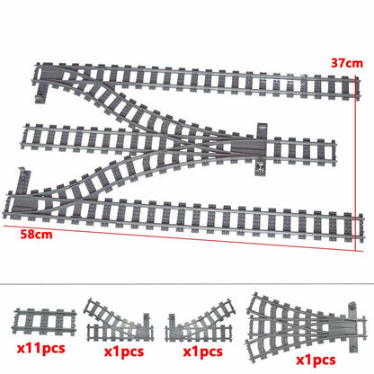 Track Crossing Switch Forked Rail for Lego Kit Train Building Blocks Sets DIY