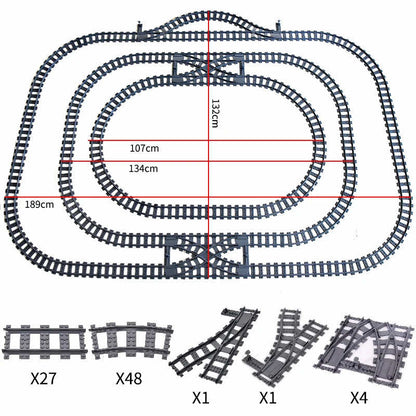 Track Straight Curved Crossing Rail for Lego Train Building Block DIY - 60 Sets!