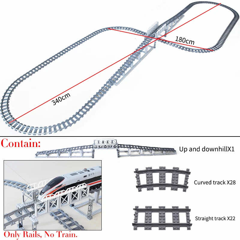 Track Straight Curved Crossing Rail for Lego Train Building Block DIY - 60 Sets!