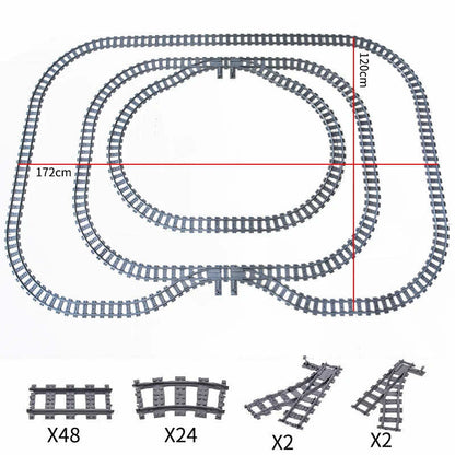 Track Straight Curved Crossing Rail for Lego Train Building Block DIY - 60 Sets!