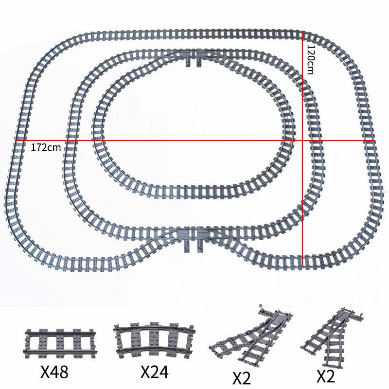 Track Straight Curved Crossing Rail for Lego Train Building Block DIY - 60 Sets! | The Drift Art Co. 13