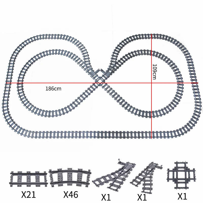 Track Straight Curved Crossing Rail for Lego Train Building Block DIY - 60 Sets!