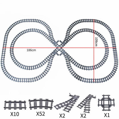 Track Straight Curved Crossing Rail for Lego Train Building Block DIY - 60 Sets!