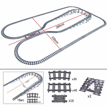 Track Straight Curved Crossing Rail for Lego Train Building Block DIY - 60 Sets!