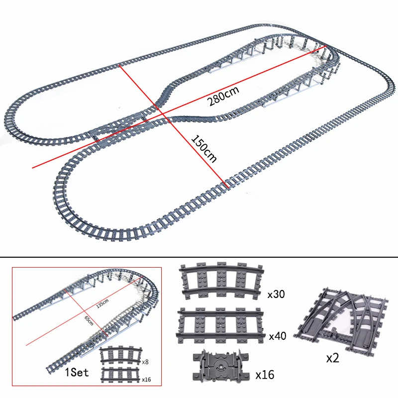 Track Straight Curved Crossing Rail for Lego Train Building Block DIY - 60 Sets! | The Drift Art Co. 17