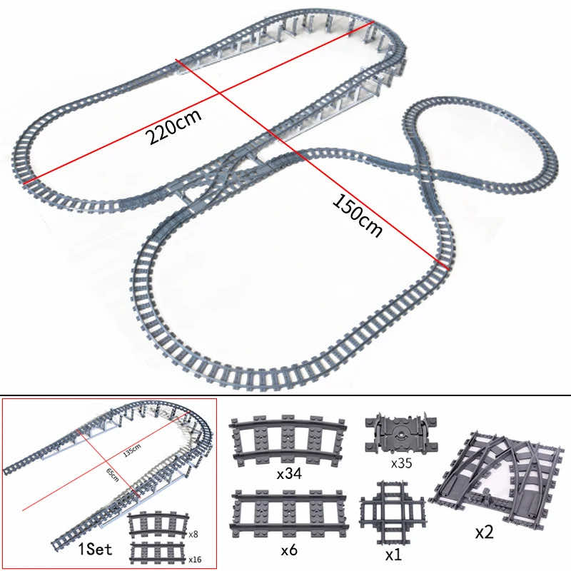 Track Straight Curved Crossing Rail for Lego Train Building Block DIY - 60 Sets!