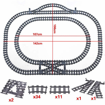 Track Straight Curved Crossing Rail for Lego Train Building Block DIY - 60 Sets!