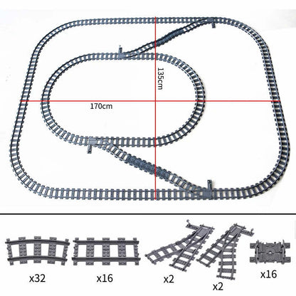 Track Straight Curved Crossing Rail for Lego Train Building Block DIY - 60 Sets!