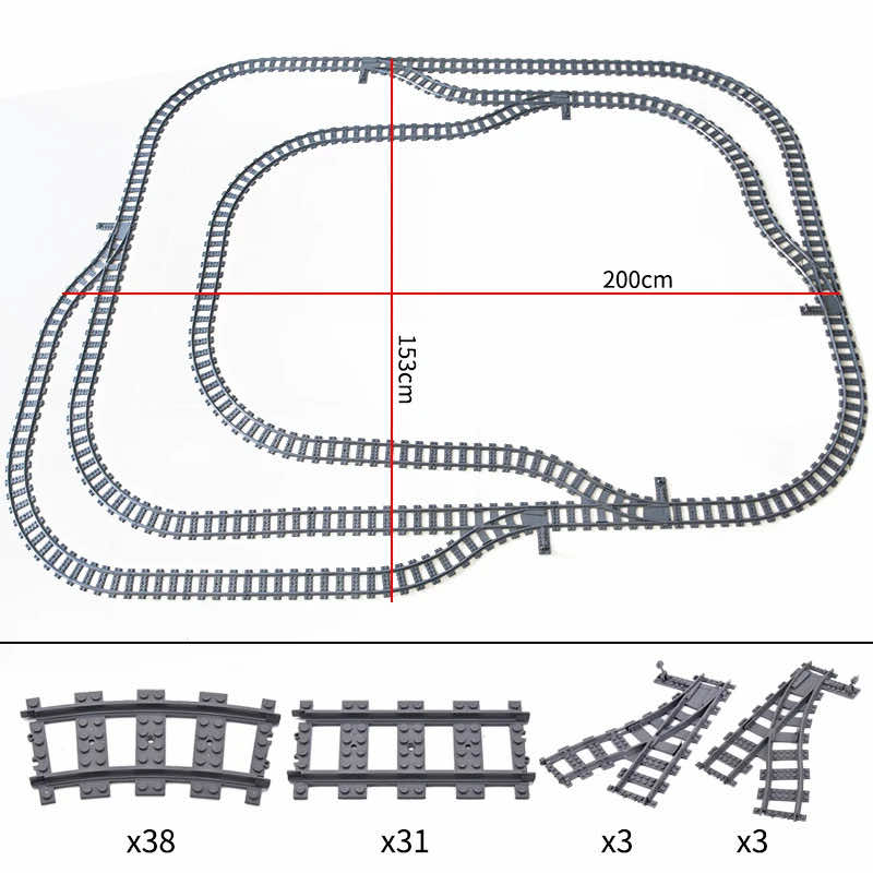 Track Straight Curved Crossing Rail for Lego Train Building Block DIY - 60 Sets!