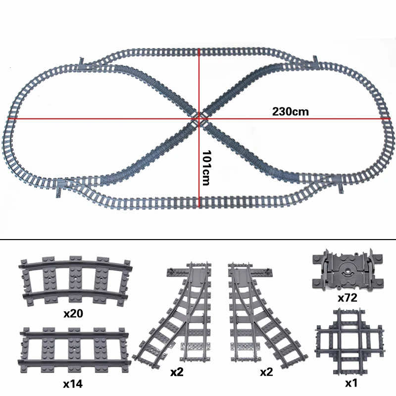 Track Straight Curved Crossing Rail for Lego Train Building Block DIY - 60 Sets!