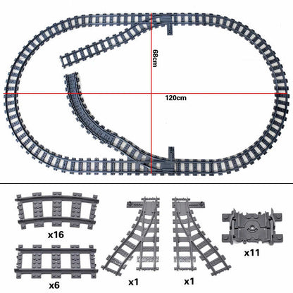 Track Straight Curved Crossing Rail for Lego Train Building Block DIY - 60 Sets!