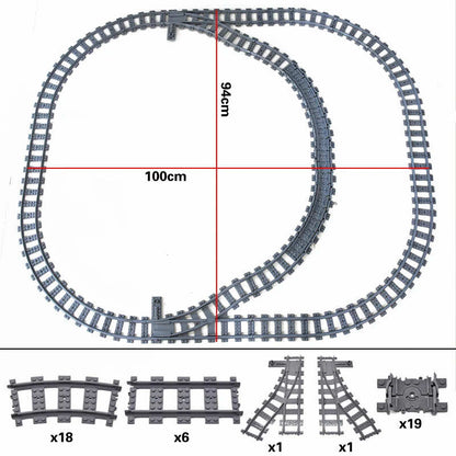 Track Straight Curved Crossing Rail for Lego Train Building Block DIY - 60 Sets!