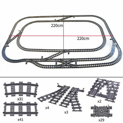 Track Straight Curved Crossing Rail for Lego Train Building Block DIY - 60 Sets!