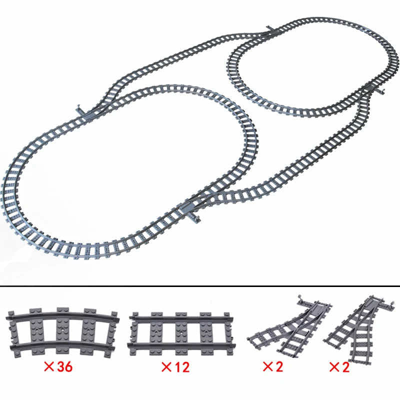 Track Straight Curved Crossing Rail for Lego Train Building Block DIY - 60 Sets!