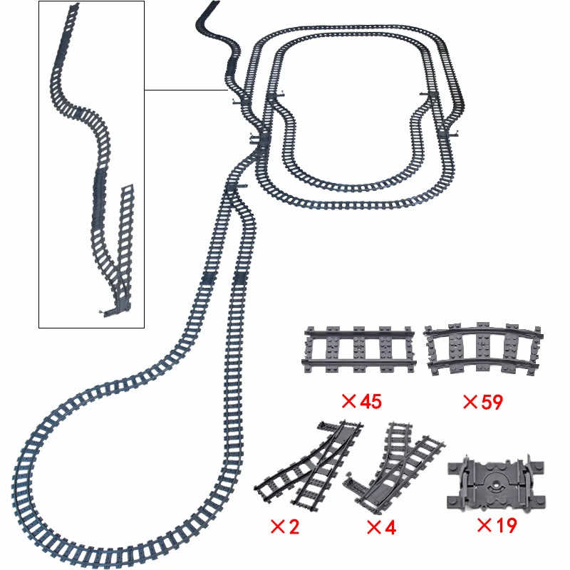 Track Straight Curved Crossing Rail for Lego Train Building Block DIY - 60 Sets!