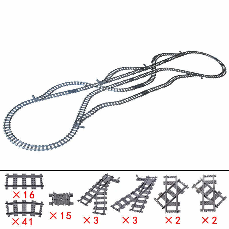 Track Straight Curved Crossing Rail for Lego Train Building Block DIY - 60 Sets!