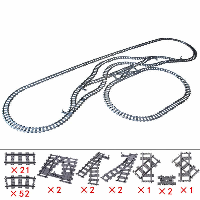 Track Straight Curved Crossing Rail for Lego Train Building Block DIY - 60 Sets!