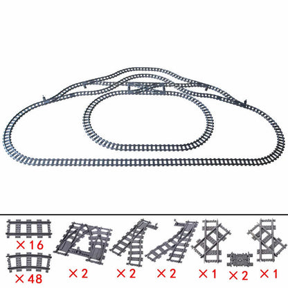 Track Straight Curved Crossing Rail for Lego Train Building Block DIY - 60 Sets!