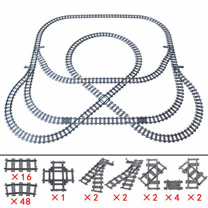 Track Straight Curved Crossing Rail for Lego Train Building Block DIY - 60 Sets!