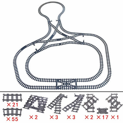 Track Straight Curved Crossing Rail for Lego Train Building Block DIY - 60 Sets!